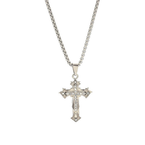 Ανδρικό κολιέ με σταυρό διπλής στρώσης σε στυλ χιπ χοπ 1