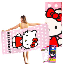 Hello Kitty Beach Towel Set - Bundle with 27x54 Hello Kitty Pool Towel Plus Decal and More | Beach Towel for Kids and Adults