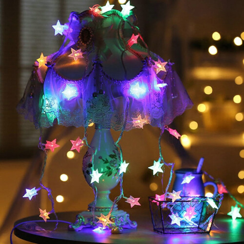 Luci a stringa LED a forma di stella e fiocco di neve, alimentate a batteria, 20 pezzi 1