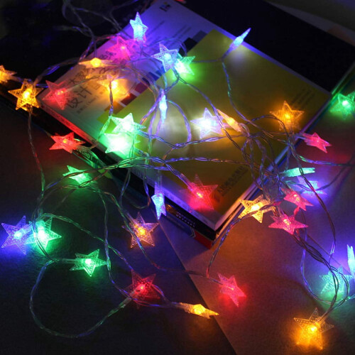 Luci a stringa LED a forma di stella e fiocco di neve, alimentate a batteria, 20 pezzi 2