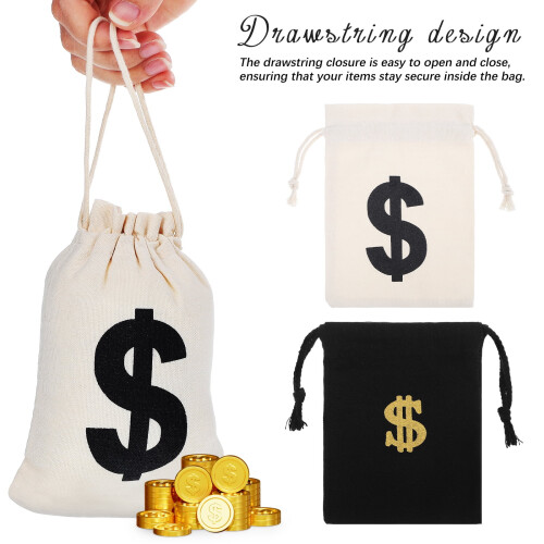 Money Bags Cotton Drawstring Pouches 8 Pcs 2