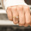 Gold personalized rhinestone initial ring for women 2