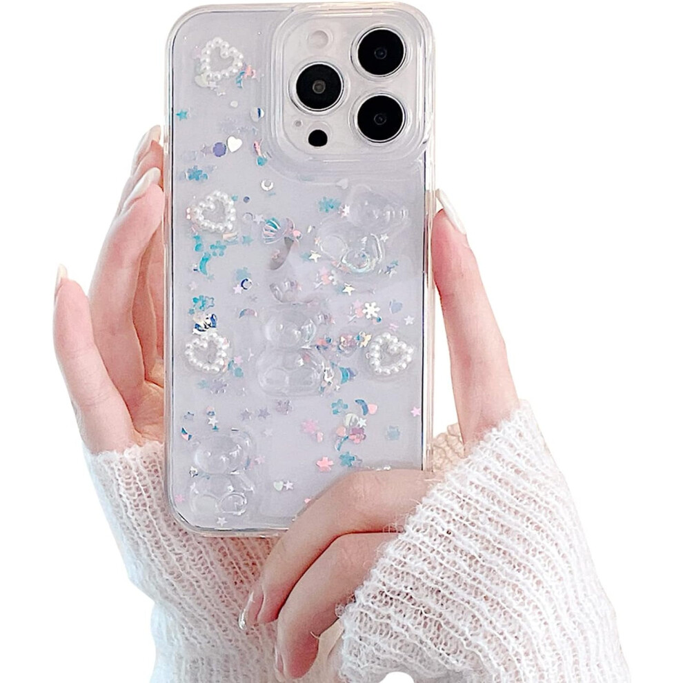 3D Bear Glitter Clear Phone Case For Iphone 14 Pro Max 6.7 301029593963