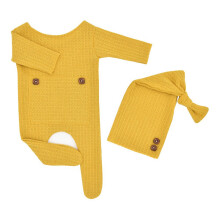 Newborn baby footed romper and hat set2-piece