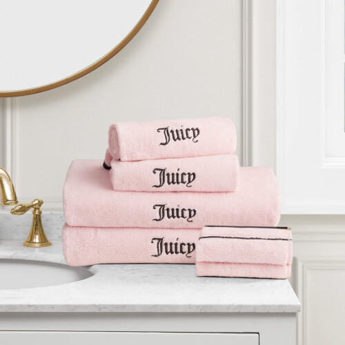Juicy Couture Juicy Couture Hellrosa/Schwarzer Rand Badetuch Set 6-teilig 100% Baumwolle