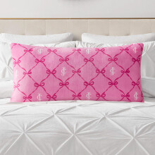 Juicy Couture 18" x 36" Plush Body Pillow, Pink Bow Lattice