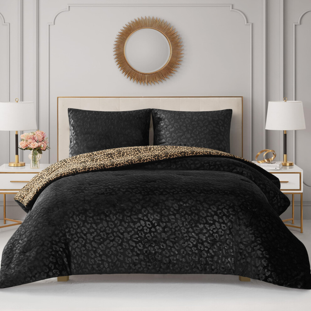 Juicy Couture Embossed Leopard With Royal Leopard Reversible Twin/Twin Xl Comforter Set - 2 Piece Stylish Bedding Ensemble