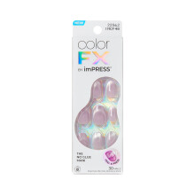 Kiss Impress Uñas Postizas Sin Pegamento, ColorFX, 'Diamond Drip', Rosa, Tamaño Corto, Forma Ovalada, Incluye 30 Uñas