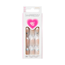 Kiss Impress Uñas Postizas Día de San Valentín Almendras, Blancas, Medianas, Sin Pegamento, Hasta 10 Días
