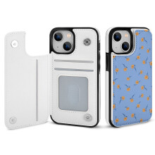 Portemonneehoesje van PU-leer met bloemenprint voor iPhone 14 inclusief kaarthouder