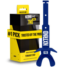 Nxtrnd Two Pro Gardien de Bouche Football, Sangle Permanente, Adulte & Enfant (Bleu Marine)