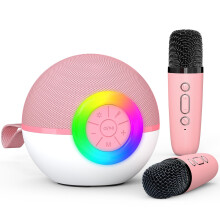 Mini Karaoke Mikrofon Bærbar Bluetooth Højttaler Pink