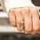 Gold personalized rhinestone initial ring for women 2