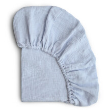mushie Extra Zachte Muslin Aankleed Hoeslaken | 192 Draadcount | 28"x 52" (Baby Blauw)
