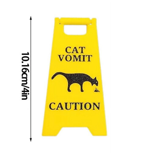 Letrero retro humorístico de vómito de gato de 4 pulgadas 2