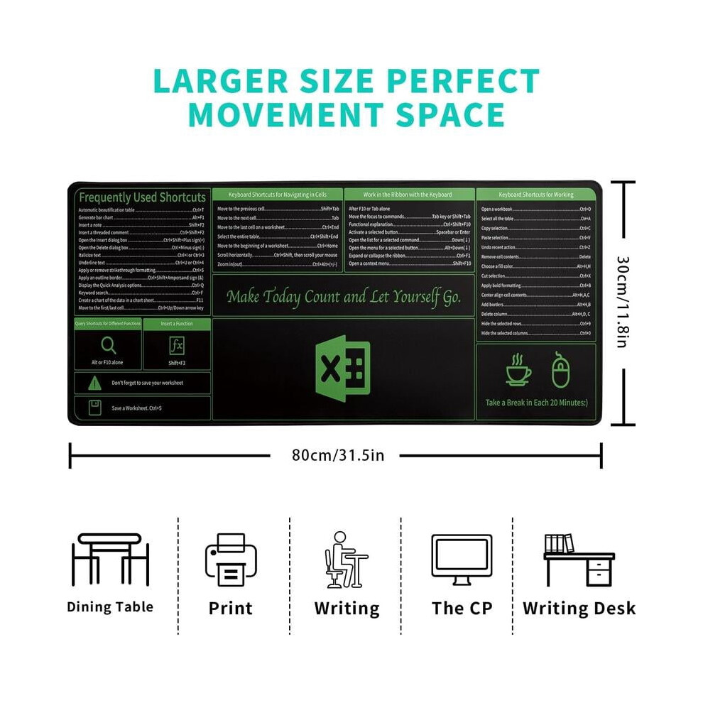 Mouse Pad Office Shortcuts Word Excel Powerpoint Xxl 393040751224