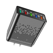 Oplaadstation met USB5-poorten voor wandcontactdoos en snellader