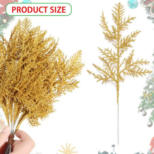 Rami di pino artificiali argento e oro, 20 pezzi, 35 cm 1