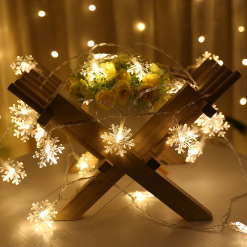Luci a stringa LED a forma di stella e fiocco di neve, alimentate a batteria, 20 pezzi 1