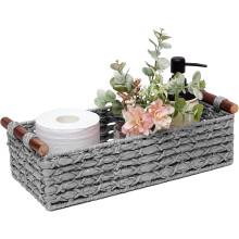 Round paper rope storage basket green 1 piece