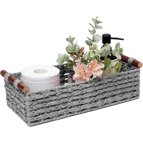 Round paper rope storage basket green 1 piece
