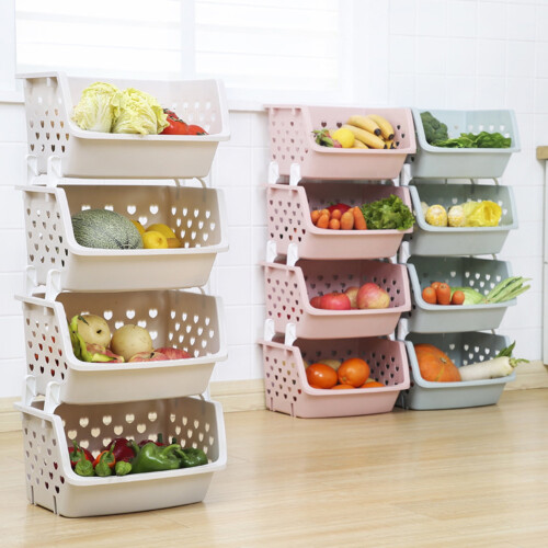 Sunjoy Tech plastic stackable rectangular storage basket, 2