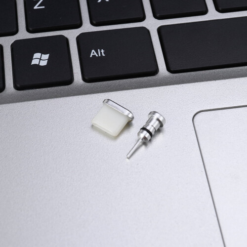 3.5mm and USB-C anti-dust plugs set silver 2 pcs 1