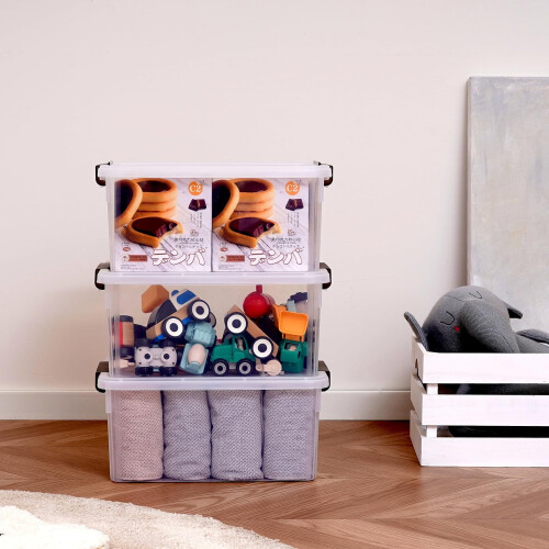 Stackable Plastic Storage Bins with Lids 32 QT 2 Pack 2