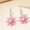 Daisy Flower Øreringe Pink Resin Drop Vedhæng 3