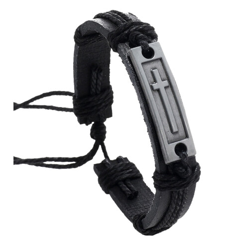 Pulseira de couro masculina, presente de confirmação para adolescente.