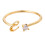 Gold personalized initial ring with rhinestone for women 1