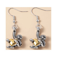 Sloth Jewelry Silver Necklace and Earrings Set