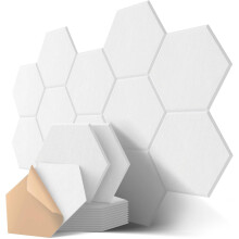 Panouri acustice hexagonale autoadezive, pachet de 12, 12"x10"x0,4"
