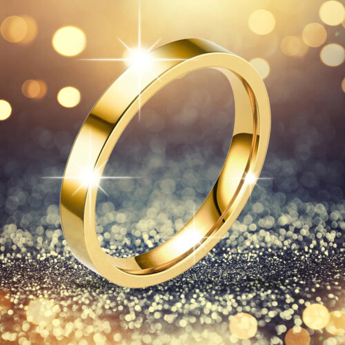Stainless Steel Wedding Band Ring 3mm Smooth Geometry Size 6 1