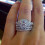 Geometry Rhinestone Engagement Ring Silver 3-Piece Set 4