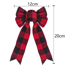 Christmas bow imitation hemp black red plaid 1 piece