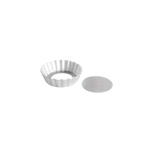 Fat Daddio's PFT-375 Rund Fluted Tartform med Avtagbart Botten, 3,75 x 1 Tum