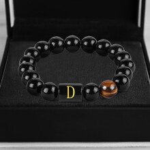 Pulsera elástica con dije inicial de piedra personalizada para hombre