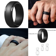 Anillo de boda de silicona negra para hombre, 9 mm