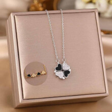 Zilveren titanium stalen ketting met zirkonia voor dames, 45 cm