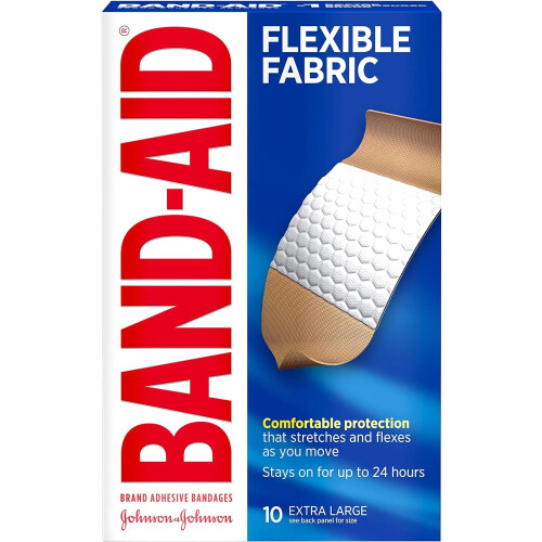 Johnson & Johnson Extra Grote Pleister, Flexibel, 1-1/4"x4", 10/BX