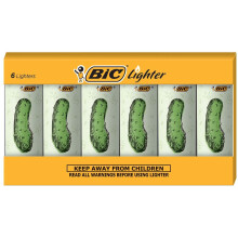 BIC Maxi Pocket Aansteker, Special Edition Pickle Collectie, Assorted Unieke Ontwerpen, 6 Stuks
