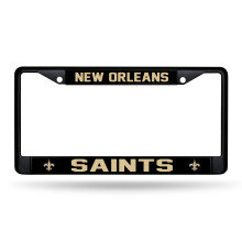 Rico Industries NFL New Orleans Saints Black Chrome Frame 12" x 6" Auto Accessory