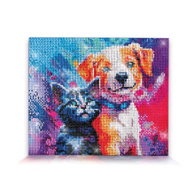 ArtSkills Diamond Art Kit, Diamantmålning på Spänd Lärft med Tillbehör, Valp & Kattunge, 10" x 12"