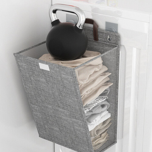 Laundry Basket Hamper Foldable Grey 58x41x15cm 1