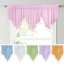 Yesbay triangle kitchen valance drape set 2 pcs sky blue