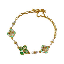 Pulsera china retro con flores, joyería de moda hecha a mano