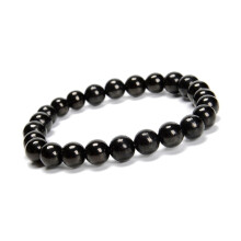 Pulseira preta lisa com contas redondas, tamanhos 6/8/10mm, comprimento de 7,5 polegadas (19 cm), conjunto com 3 peças.