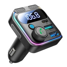 JOYROOM JR-CCB01 Kit mains libres Bluetooth avec double microphone, lecteur de musique, chargeur rapide allume-cigare 48 W et émetteur