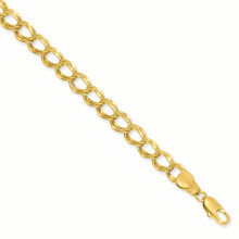 Gold-plated double link charm bracelet 7.25 inch